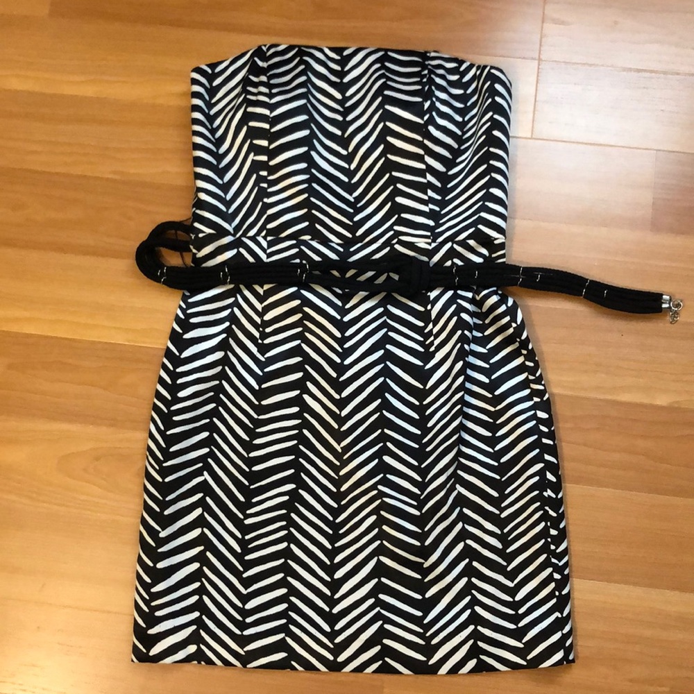 BCBG strapless black and white dress